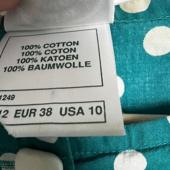 Vintage 1980s Laura Ashley Green White Polka Dot Retro 1920s Style Dress Size 10 - Picture 9 of 12